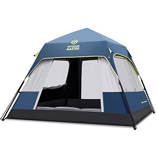 OutdoorMaster Tents, 4/6/8 Person Camping Tent with Dark Space Technology, Easy Setup in 60 Seconds, Weatherproof Pop Up Tent for Camping with Top Rainfly, Instant Cabin Tent