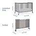 Simmons Kids Aria Full Size Portable Folding Crib - Greenguard Gold Certified, Grey