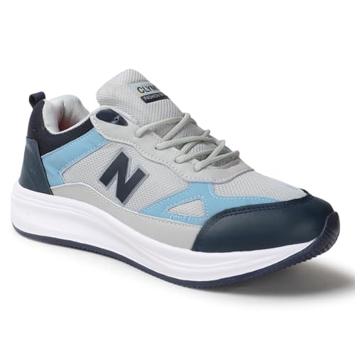 Image of CLYMB Men's Suri-Grey Blue Fashion Series Sports Shoes for Running Dancing Stylish Casual Trendy Sneakers