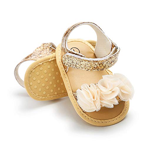Meckior Summer Infant Baby Girls Sandals Striped Bowknot Soft Rubber Sole First Walker Shoes