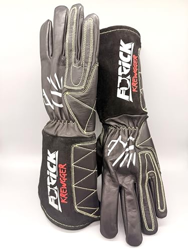 Furick Krewgger 5 Inch Freestyle Welding Glove Full Cow Leather Kevlar Stitch Heat Resistant Padded Cuff TIG & MIG Use Black. (FKGB5) (Large)