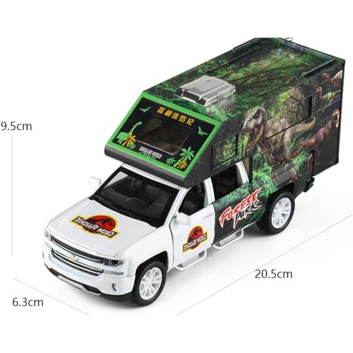 Image of Forest Park 1:32 Diecast Car Model Die Cast Metal Car Jurassic Dinosaurs World Transport Truck Light Sound Openable Door Pull Back