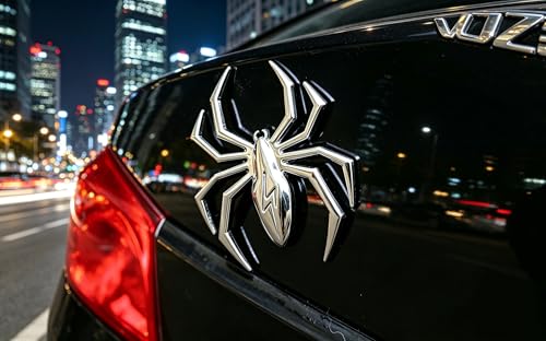 Image of 3D Spider Chrome Emblem Badge Sticker Decoration for Car, Truck, Motorcycle, RV, Scooter, SUV, Door, Window (Silver Flash Spider)