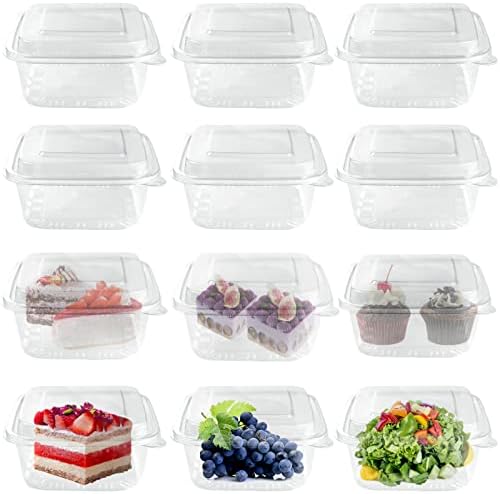Surflyee 15 Pack Cake Slice Boxes Individual, Cake Boxes for Cake Portions, Food Containers with Lids Airtight for Cake, Salad, Cheese, Suitable for Home Baking, Party, Cake Shop, Picnic