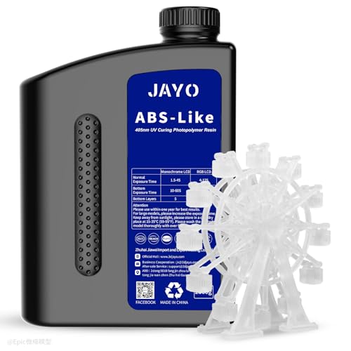 JAYO High Toughness ABS-Like 3D Printer Resin, Engineer-Grade 2KG Clear 405nm UV Curing Photopolymer, Low Shrinkage & Impact-Resistant, Smooth Surface, Compatible with 2K/4K/6K/8K LCD/DLP/SLA