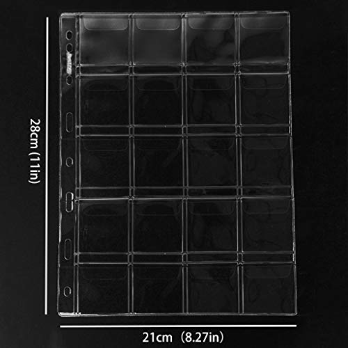 Image of 200 Pocket Coin Binder Pages 1.77 inch Collection Album Holder 10 Pcs | OSOPOLA Acidfree PVC 45x45mm Pockets Fit Coins With A Diameter Below 40mm 10 Binder Sheets 20 Pockets /Sheet CS03220