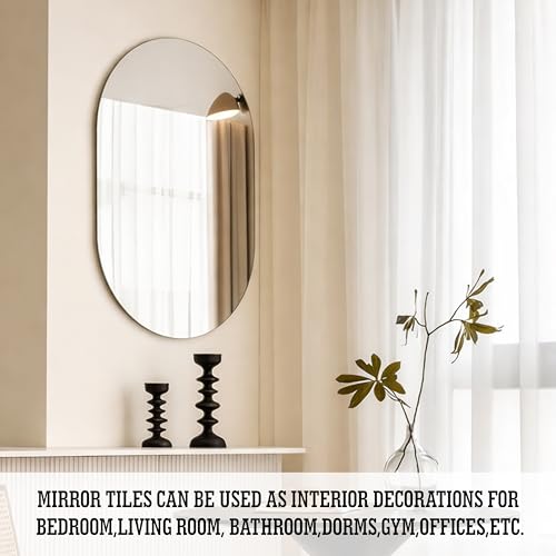 Image of Rousrie Frameless Wall Mirror for Bathroom, Glass, Modern, Clear, Rectangle, 60 x 45 Centimeters, Wall Mount (1, Capsule)
