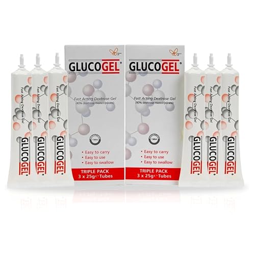 GlucoGel Fast Acting Glucose Energy Gel Rapid Support for On-the-Go Original Unflavoured 10g of Glucose per Tube 3 Count (Pack of 2)