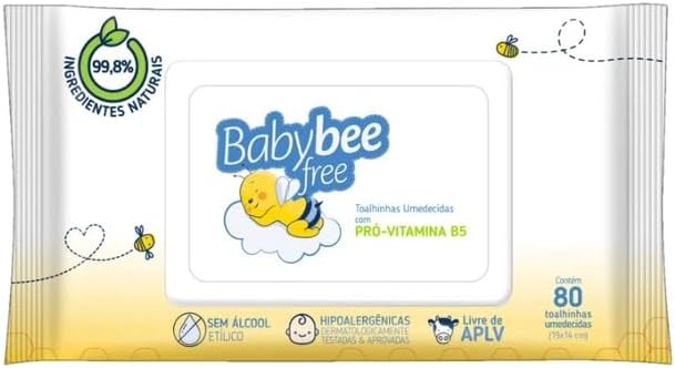 Toalhinhas Umedecidas Pró-Vitamina B5 Baby Bee Free 80 Unidades