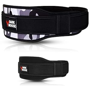 DARK MOOSE Weight Lifting Belt Training Contoured Back 5.5 Inch Weight Support Lower Bicep Supports Men Women Neoprene Padded Double Strength Fitness Gym Belts Squats Deadlifts Heavy Lifting
