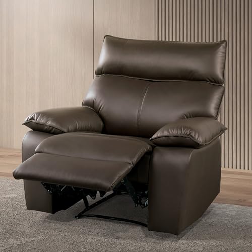 Sillón con diseño reclinable piel marrón miniatura 2