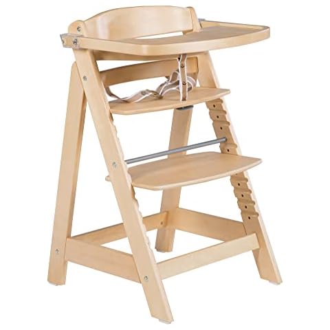 roba Treppenhochstuhl 'Sit Up Click & Fun', Hochstuhl inklusive abnehmbarem Essbrett und Bügel, innovativer Klickverschluss, mitwachsend vom Babyhochstuhl bis zum Jugendstuhl, Holz-Hochstuhl, natur Cover