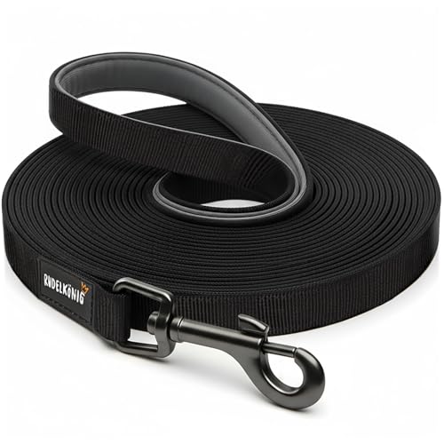 Rudelkönig Schleppleine mit Griffpolsterung - 5m / 10m / 15m / 20m - Robuste & wetterfeste Hundeleine für eine erfolgreiche Hundeerziehung