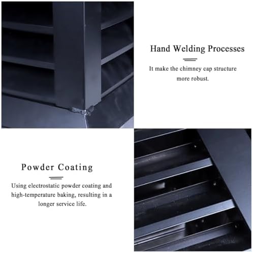 Aluminum Alloy Chimney Cap 9.8-13.8 in, Villa Tapered Top Fireplace Cover, Windproof Rainproof Louvre Vent, Square Base Black Chimney Cowl for Outdoor Use