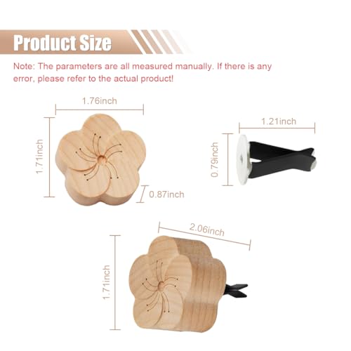 Image of Wood Flower Essential Oil Diffuser, Car Air Vent Clip Aromatherapy Diffuser, Car Diffusers for Essential Oils, Car Diffuser Clip for Car Office Bedroom (Light-1 Pack)