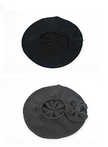 Pop Women's Fashion Knitted Beret Gill Pattern with Bow 162HB