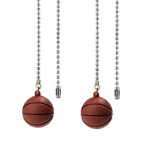 Image of Basketball Ceiling Fan Pull Chain Extension Light Pull Chain Set,Sport Theme Fan String Charm Decorative Extension,Fan Light Chains Ornaments,Basketball Pendant for Ceiling Fans Lights Lamp 2PCS