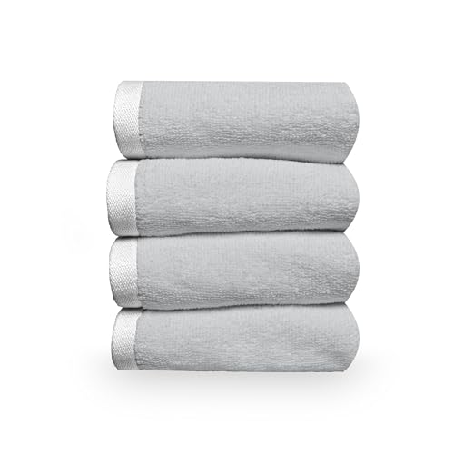 Image of Divine Casa 500 GSM Cotton Face Towel Set of 4 | 30 x 30 CM Grey Ultra Soft Cotton Face Towels | Quick Dry Washcloth Set