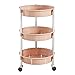 GHCXY Ruchome Wózki, Przechowywanie Kuchni Ręczne Ciężarówki, 3 Tier Mobile Beauty Salon Cart, Taca Do Stylizacji Włosów, Podwójny Wózek Do Walcowania Spa/73 * 43Cm/Light Tan