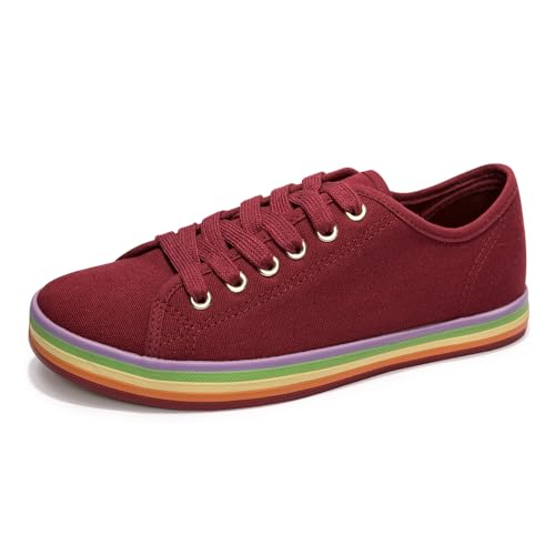 BENEKER Women's Low Top Canvas Shoes Lace up Fashion Sneakers Casual Comfort Walking Shoes