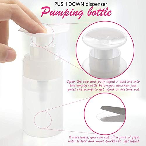 Acetone Pump Dispenser Push Down Pump Dispenser Alcohol Dispenser Bottle 3 Packs 100ml One-Touch Pump Dispenser For Alcohol,Acetone,Nail Polish remover & Makeup Remover, Toner ect by Jiulory