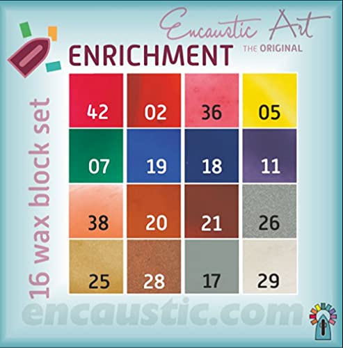 Encaustic Art The Original - Enrichment Selection Set Of 16 - Encaustic Wax Block Colors -Beeswax For Encaustic Art Supplies -Non-Toxic, Handcrafted In Germany #TOP2