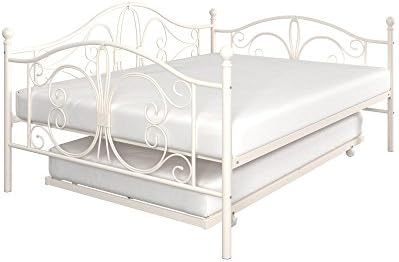 DHP Bombay Metal Full Size Daybed Frame with Included Twin Size Trundle - White