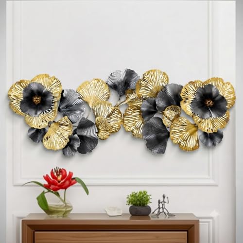 Image of SMILES GIFT Luxury Imported Wall Hanging | Handcrafted Abstract Metal Floral Wall Decoration | Home Decor for Living Room & Office
