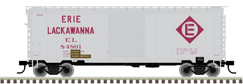 Atlas N Scale PS-1 40' Boxcar, 6' Door Erie Lackawanna/EL (Gray/Maroon) #84801