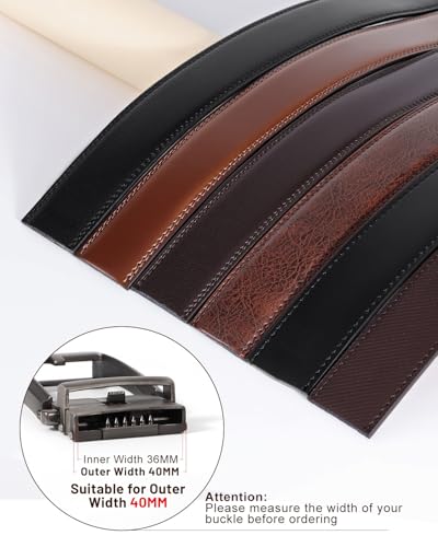 Image of BELTROAD Ratchet Belt Strap for Men Leather Belts Without Buckle | Only 1 3 /8 inch Replacement Belt Strap for 1.5 inch Buckle Men's Adjustable Leather Ratchet Belt for Jeans Pants Dress Casual Gifts