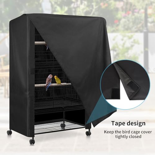 Image of Birdcage Cover Breathable Sunshade Cage Cover for Parrot Large Bird Cage Covers for Night (Black 23 * 13 * 21Inch)