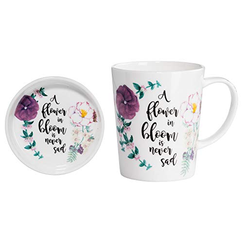 Maxwell & Williams DX0316 Royal Botanic Garden Becher mit Untersetzer Flower Bloom, aus Bone China Porzellan, Mehrfarbig, 400 ml, in Geschenkbox