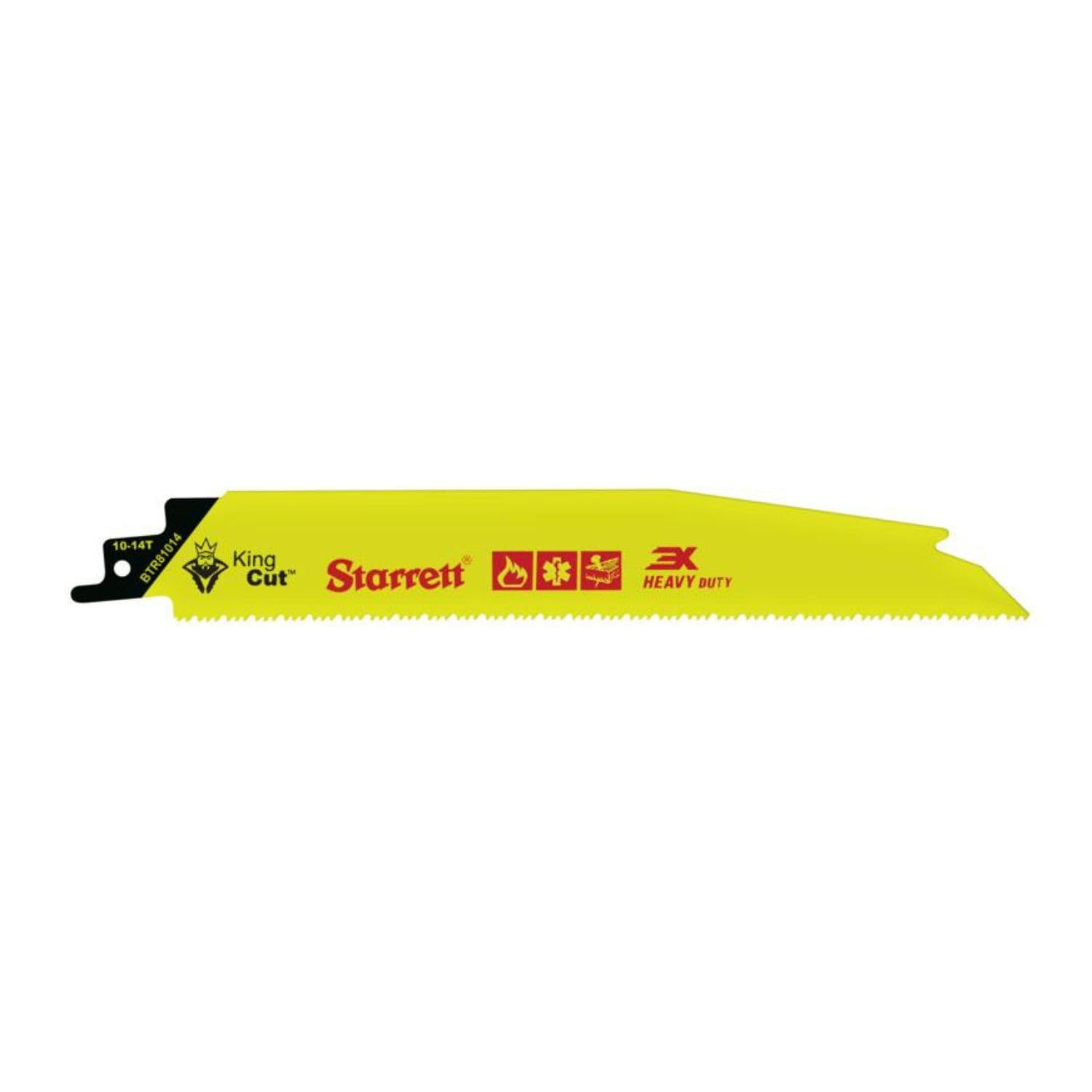 Starrett Bi-Metal King Cut Fire Rescue and Demolition Reciprocating Saw Blade - 8" Length, 1" Width, 0.63" Thickness, Tapered Blade, 10-14 TPI - 50-Pack - BTR81014-50