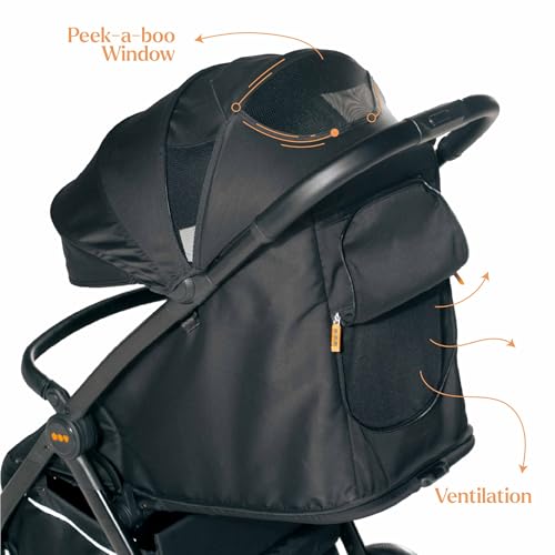 Image of Loopie Stroller and Rain Cover with Mosquito Net | 1 Hand Fold Cabin Friendly Compact Foldable Stroller for 0-4 Years with Adjustable Seat | Sleeping Position | 360 Wheels | 1 Year Warranty | Black