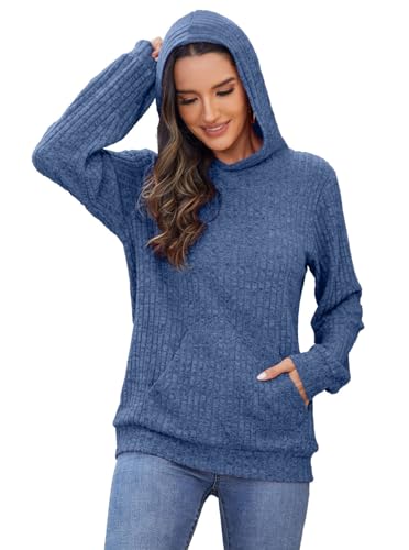 Image of Bosmeer Womens Long Sleeve Shirts Kangaroo Pocket Fashion Hoodies Pullover