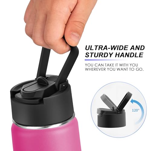 Image of koodee Water Bottle 26 oz Stainless Steel Vacuum Insulated Wide Mouth Water Bottle with Straw Lid, Reusable Metal Sports Water Flask BPA Free(Canyon Red)