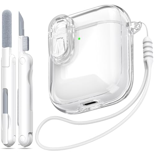 Image of for Airpod Case with Cleaner Kit, Crystal Clear Cover | Highly Transparent Anti-Yellowing TPU,Shockproof,Scratch-Resistant,Travel-Ready Keychain Cover for Work,Gym&Daily,white