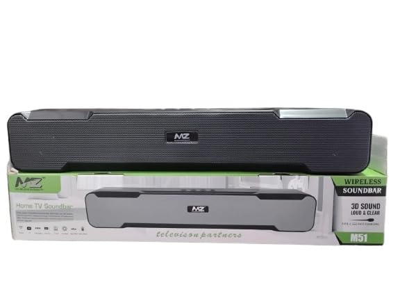 MZ M51 Wireless Soundbar for Smart TV, Bluetooth 5.0, Plastic, Boat-Shaped, 10W Output, Modern Style, Battery Powered, Indoor Use