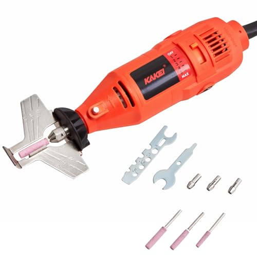 KAKEI Electric Chainsaw Sharpener Kit with High-Hardness Grinding Bits 110V Mini Chain Saw Sharpener 105W Adjustable Speed Motor 3 Sharpening Bits (5/32 3/16 7/32) CE Certified