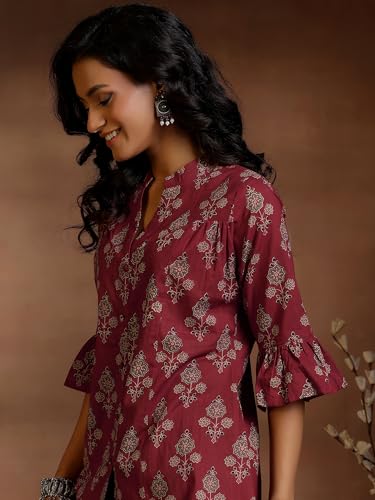 Image of Libas Printed Cotton A-Line Kurti for Women