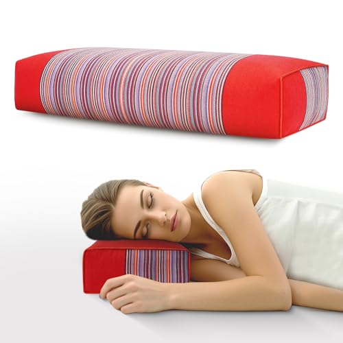 JOERRES Oreiller de Sarrasin 100% Bio épais Tissu Package. La Taie d'oreiller A Effet massant. Améliorer la qualité du Sommeil. (Rouge)