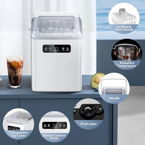 Fabricadora de hielo TYYMSMK, salida rápida de hielo, cubierta superior transparente, operación silenciosa, diseño simple y moderno, operación con un solo botón, satisface fácilmente todas sus necesidades de fabricación de hielo miniatura 7