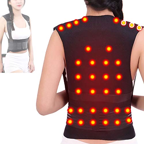 HWHSZ Self Heating Magnetic Back Support, Tourmaline Self-Heating Brace Support Belt Back Posture Corrector Spine Back Shoulder Lumbar Posture Correction, Fits Men and Women,XL