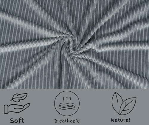 Image of RD TREND Presents Velvet 250 GSM Self Stripe Pillow Cover Set of 2 with Zipper, Size -18 inch x 28 inch Inches (45x71 Cm) (Grey)