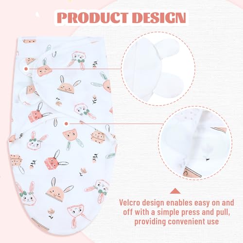 Image of Cinaci 2 Pieces Adjustable Soft Cotton Baby Swaddle Sleep Sacks Hats Newborn Nursery Caps Beanies Bonnets Swaddle Blanket Wraps for Baby Girls Boys Infants Newborns (2PCS S2)