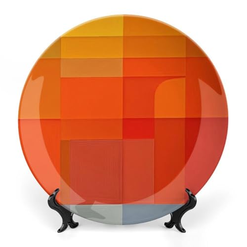 Plato decorativo abstracto blanco y naranja de cerámica miniatura 1