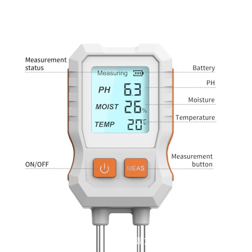 Image of HASTHIP Soil Moisture Meter, PH Meters Professional Soil Meter for Agriculture 3 in 1 Sensor Kit with Moisture PH Testing Inspection LCD Display