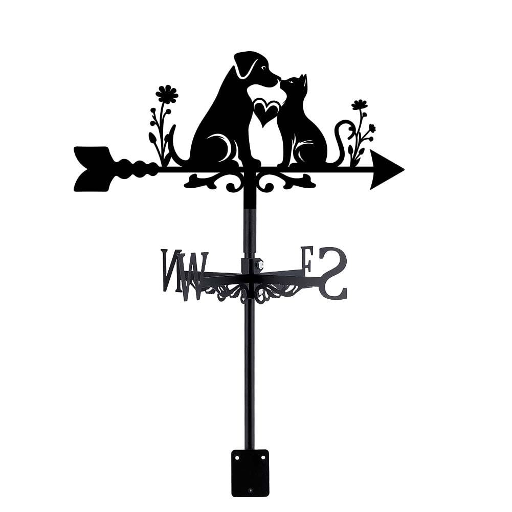 SUPERDANT Girouette de Jardin Exterieur pour Chat et Chien Girouette pour Animaux Girouettes en Métal Noir pour Animaux de Compagnie Décoration de Jardin Art Deco Jardin Exterieur