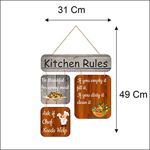 Image of Zesta Kitchen Rules Wooden Wall Hanging Decorative Items /Hanging Home Wall Decor Items /MDF Decoration Items /Cute Wall Art For Living Room /Home Decor Items Living Room