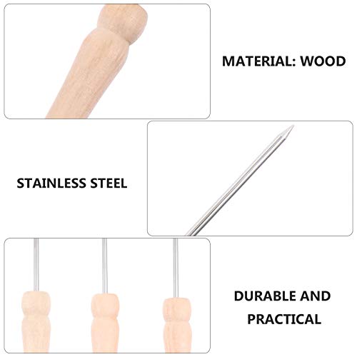 Hemoton Conjunto de 12 peças de palitos de churrasco de aço inoxidável, reutilizáveis, longos espeto